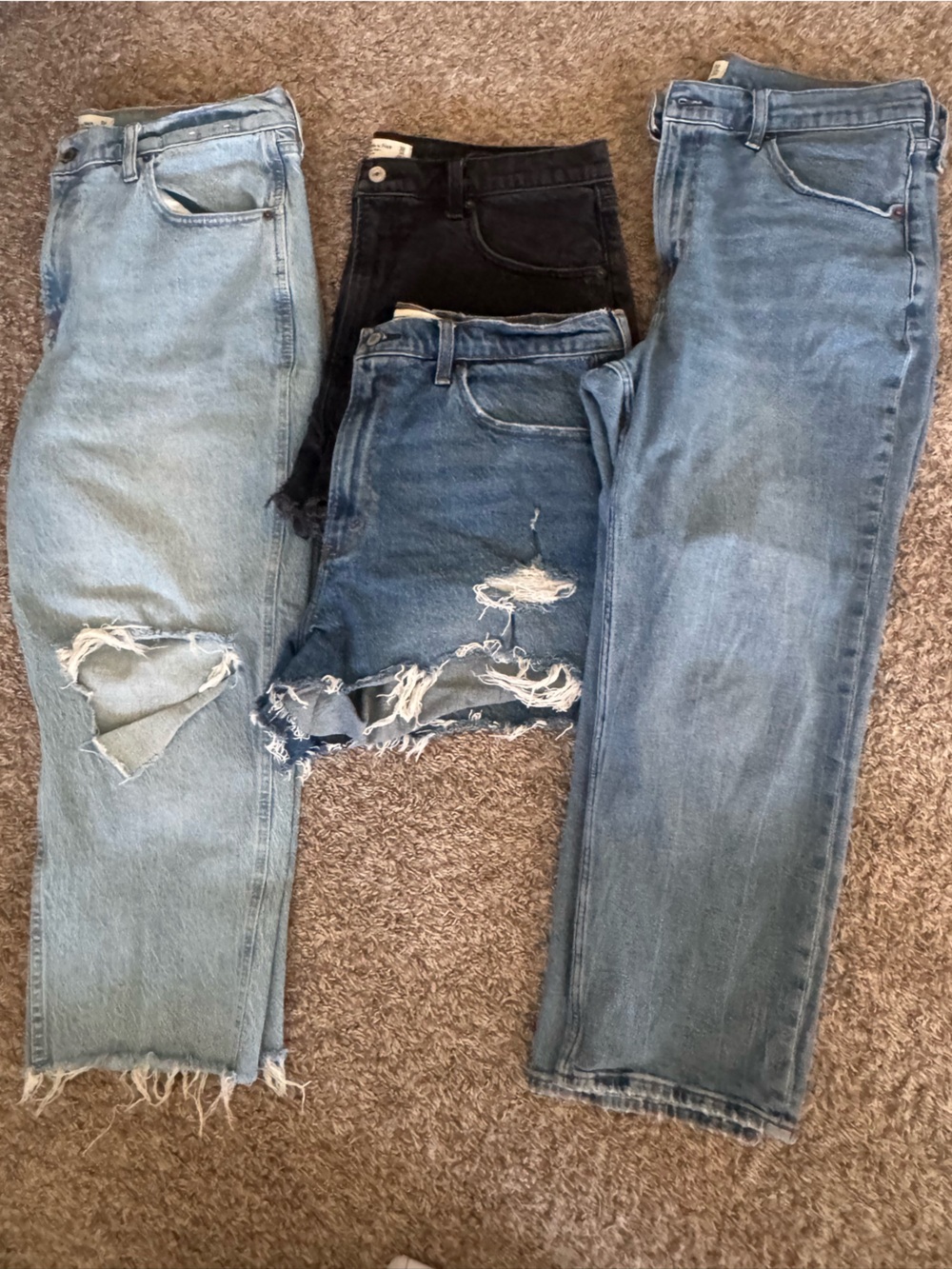 Abercrombie & Fitch distressed straight leg jeans sz 32 short lot of 4 pairs